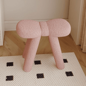 Soft Teddy Velvet Fabric Bow Makeup Stool