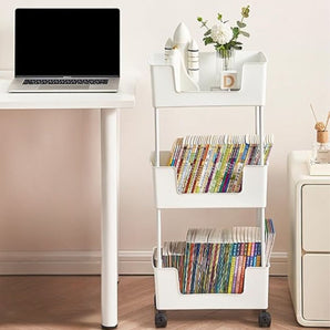 Multi-Layer Rolling Storage Trolley With Rotating Wheels