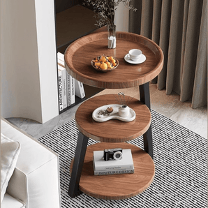 3-Tier Minimalist Round Wood Side Table