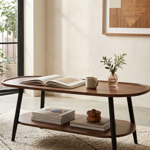 Modern Coffee Table with Double Storage Shelf