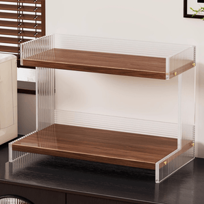 Two-Tier Acrylic and Wood Countertop Storage Rack