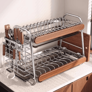 Stainless Steel Dish Drying Rack with Knife & Board Holder
