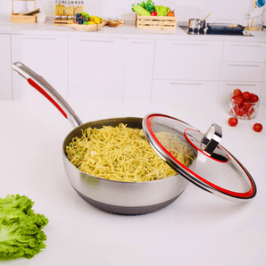 Stainless Steel Multifunctional Honeycomb Deep Frying Pan with Lid(24cm)