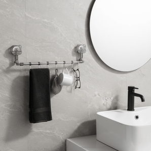 Multi-Functional Drill Free Retractable Storage Rack with 6 Hooks