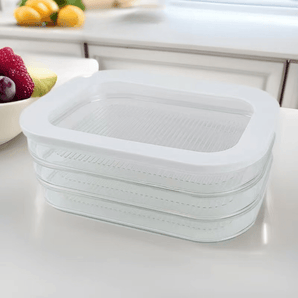 Multi-Purpose Three-Layer Transparent Refrigerator Sealed Storage Box with Lid