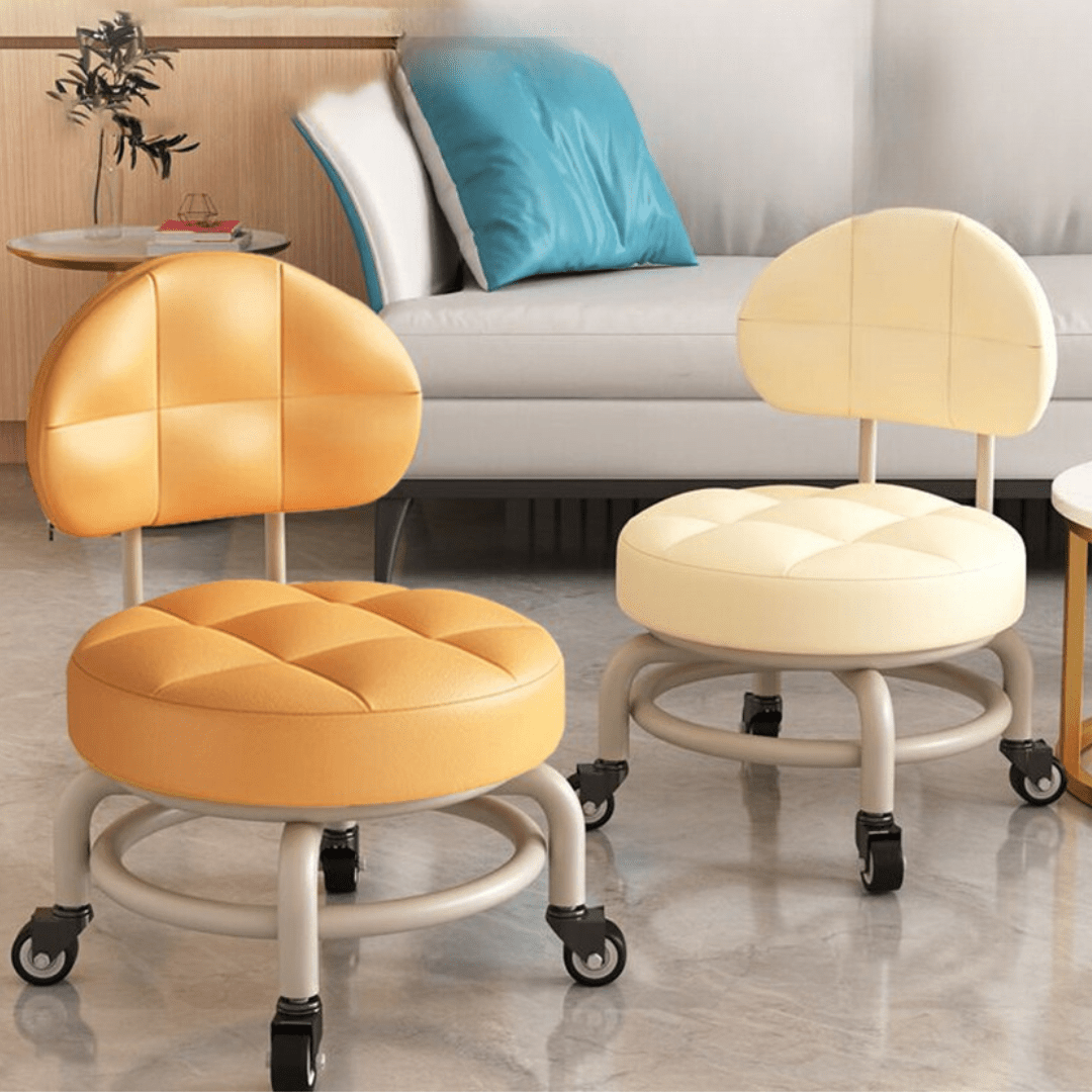Squekey Rotating Stool Rotating Rolling Stool with Backrest - Multifunctional with Wheels ...