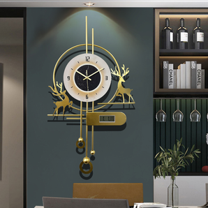 Elegant Reindeer Gold Metal Wall Clock