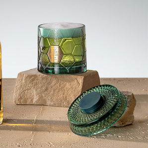 360° Rotating Whiskey Glass with Football Embossed Design(250ml)