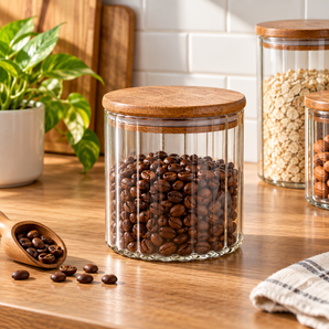 Modern Glass Storage Jar with Lid(610 ML)