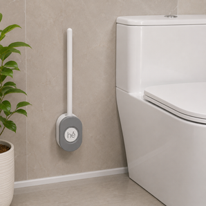 Wall-Mounted Silicone Toilet Brush with Ventilated Holder