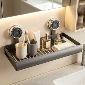 Carbon Steel Bathroom Storage Rack with Suction Cup