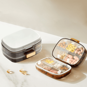 Three-Layer White Portable Weekly Pill Organizer Box with Moisture Seal