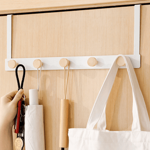 Over-the-Door Metal Hanger Rack with Bamboo Hooks