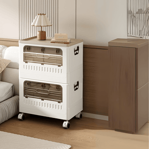 Multi-Purpose Plastic Foldable Clothing and Toy Storage Box with Wheels