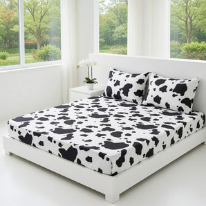 Modern Ultra Soft Cotton Pattern Bedsheet Set with Elastic Fit Design