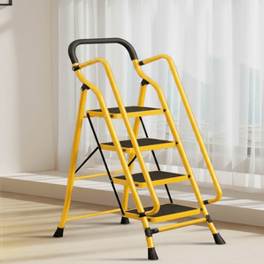 Multi-Step Carbon Steel Folding Ladder with Handrail