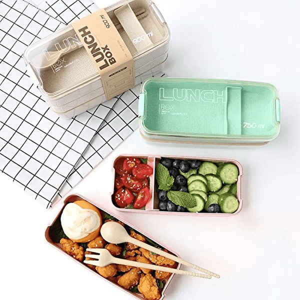 3-in-1 Compartment Containers With Spoons