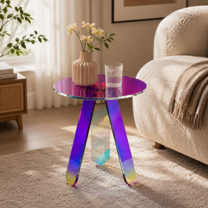 Acrylic Side Table with Holographic Finish