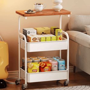 Multi-Layer Style Mobile Snack and Storage Trolley Shelf with Wheels