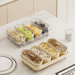 Premium 4 Jar Snack & Dry Fruit Container Set with Tray & Lids