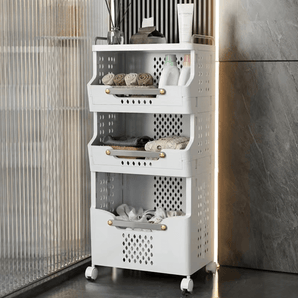 Multipurpose Multi-Layer Foldable Rolling Laundry and Storage Basket