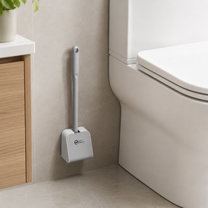 Space-Saving Silicone Toilet Brush with Bottom Drainage Base