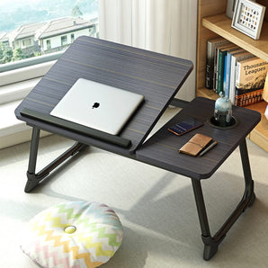 Adjustable Foldable Bed Desk with Cup Holder & Cooling Vent