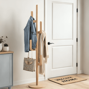 Solid Wood Freestanding Clothes Hanger Stand