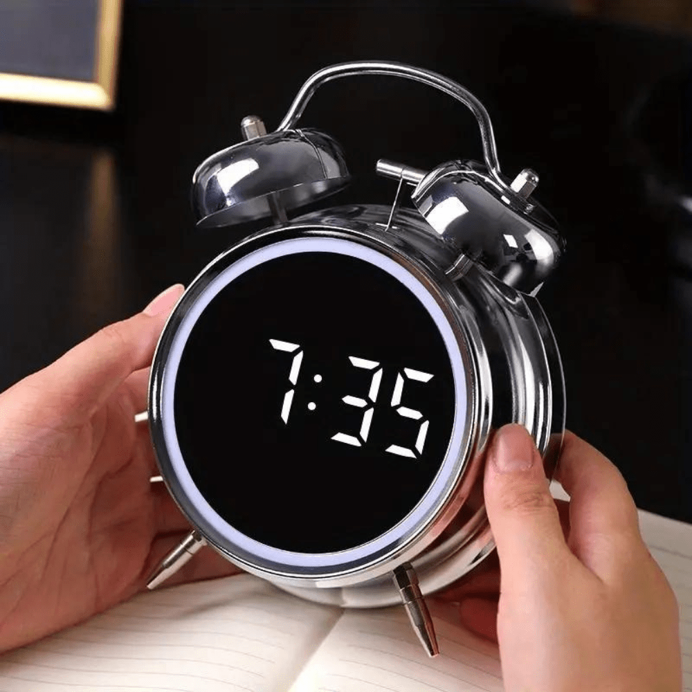 LED Display Twin Bell Metal Clock – HOME ESSENTIALS