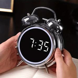 LED Display Twin Bell Metal Clock