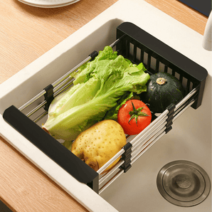 Multi-Functional Retractable Stainless Steel Sink Drain Basket Rack