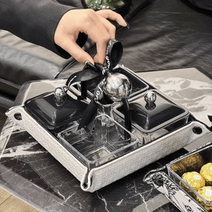 Elegant Multi-Section Snack Organizer with Handle and Lid