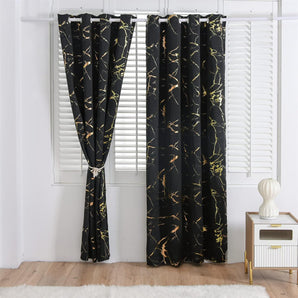 EleganceGold Marble Blackout Curtain