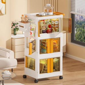 Multi-Functional 4-Tier Rolling Storage Cart With Drawers