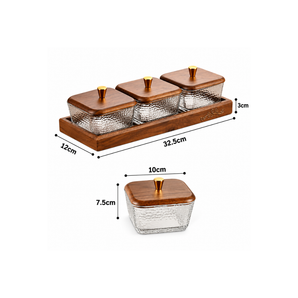 Multi-Compartment High-Borosilicate Glass Fruit and Nut Serving Tray Set