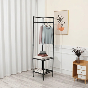 Multi-Functional Space Saving Corner Coat Rack with Shelf Storage