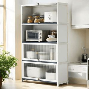 Multi-Purpose Bamboo & Acrylic Storage Cabinet with Flip Cover Doors (60cm)
