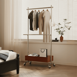 Stainless Steel Freestanding Garment Rack with Wheels