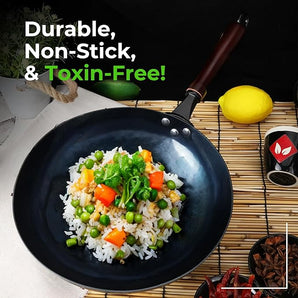 Heavy Duty Fine Iron Pan With Wood Handle