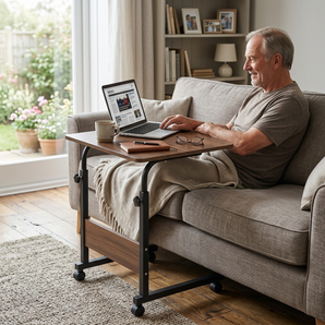 Height Adjustable Bedside Computer Desk with Wheels