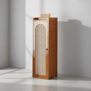 Compact Bamboo Shoe Storage Cabinet With Enclosed Side Panels