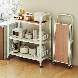 Multi-Tier Foldable Kitchen Storage Rack with Wheels