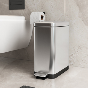 Slim Stainless Steel Pedal Trash Can (9L)