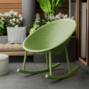 Modern Ergonomic Plastic Rocking Chair with Smooth One Piece Design