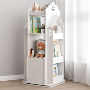 House Shape Multi-Layer Kids Storage Bookshelf with Side Racks