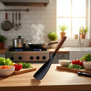 Acacia Handle Non-stick Silicone Cooking Spatula(29cm)