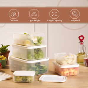 Airtight & Stackable Rectangular Food Storage Containers, Set of 6