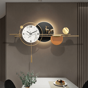Modern Iron Hanging Wall Clock with Marble Texture Dial
