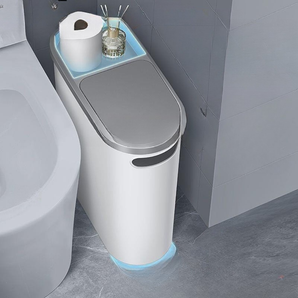 Slim Press Lid Trash Can for Narrow Spaces