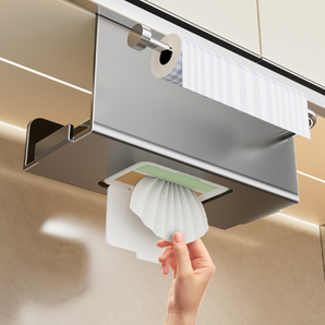 No-Drill Kitchen Paper Roll Holder with Shelf